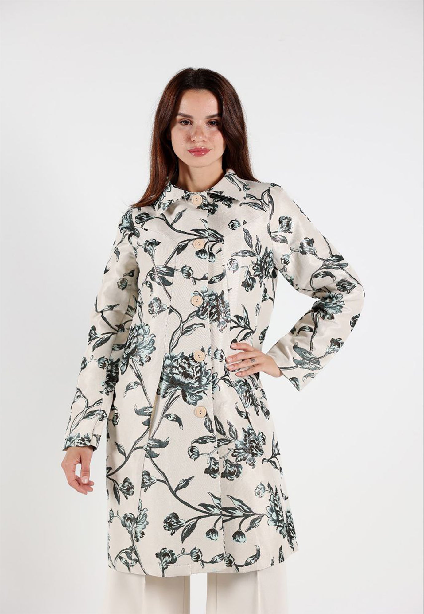 Long floral jacket hotsell