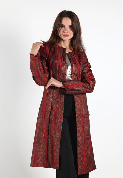 Burgundy Jacquard Long Sleeve jacket