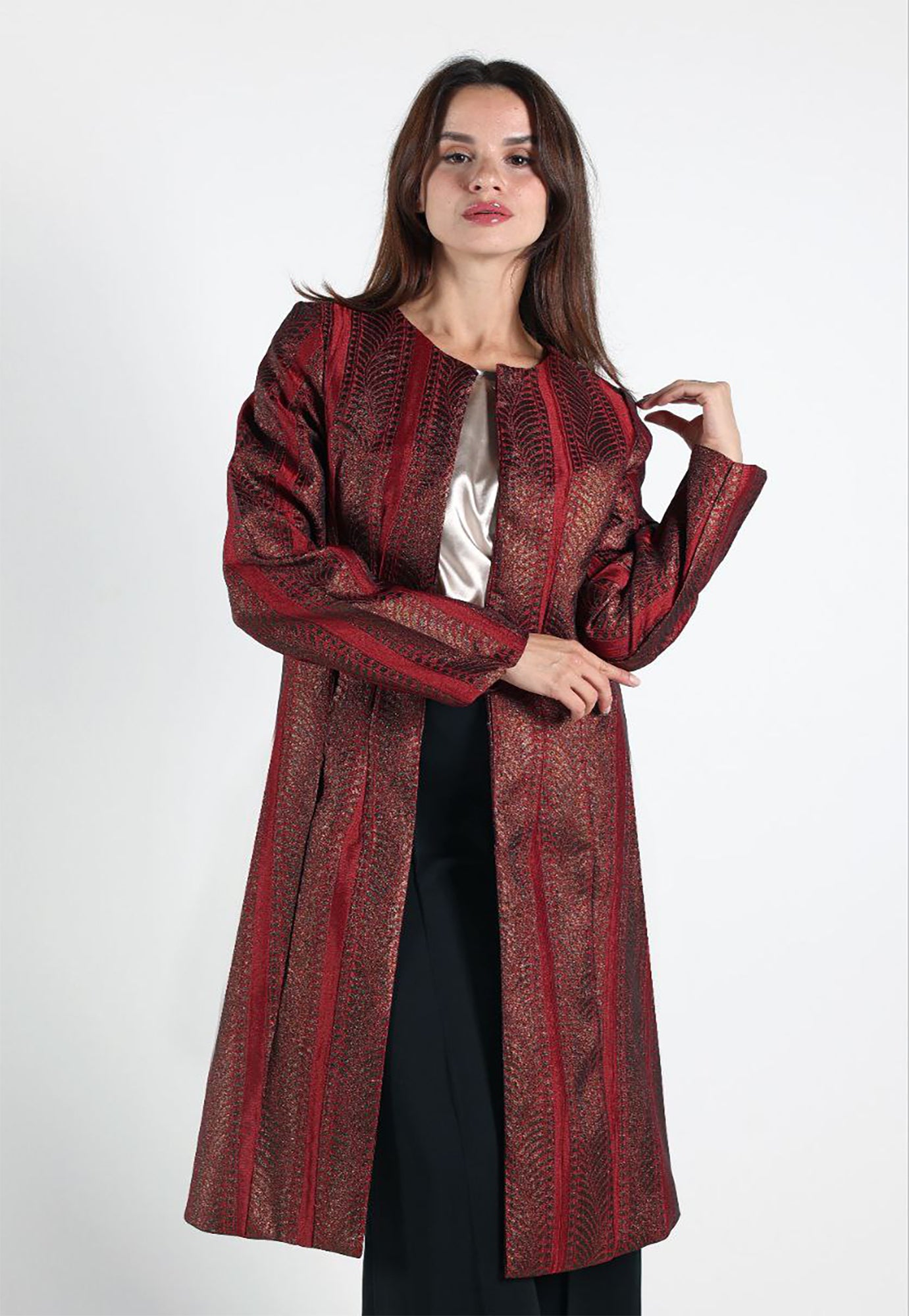 Burgundy Jacquard Long Sleeve jacket