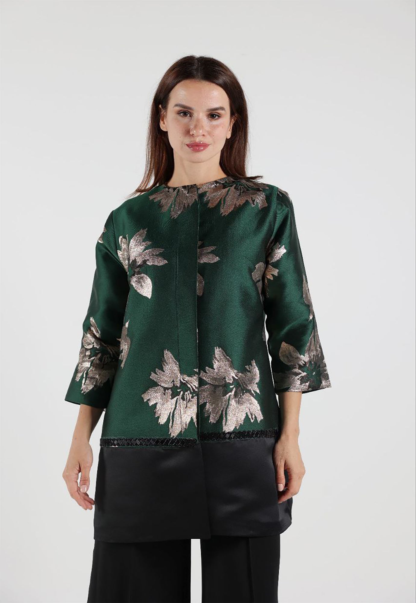 Green Formal Evening Jacquard Jacket