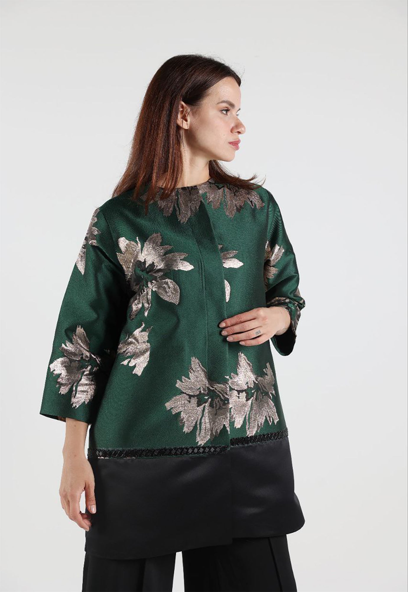 Green Formal Evening Jacquard Jacket