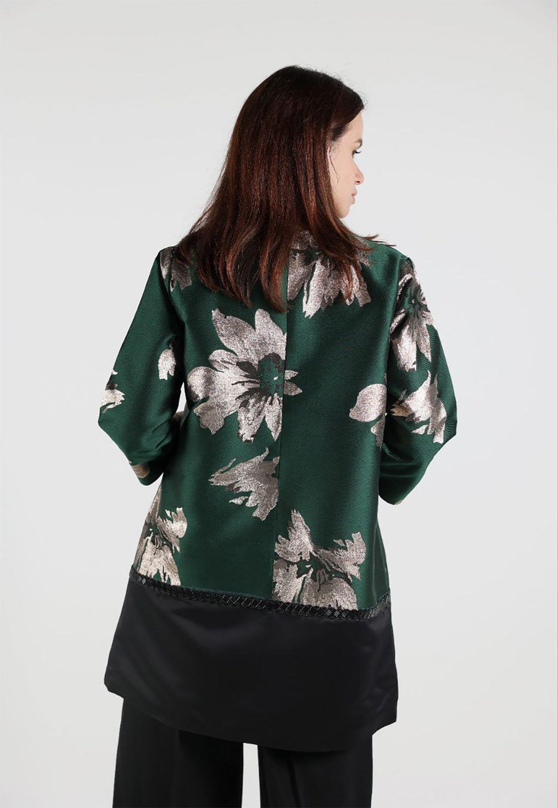 Green Formal Evening Jacquard Jacket