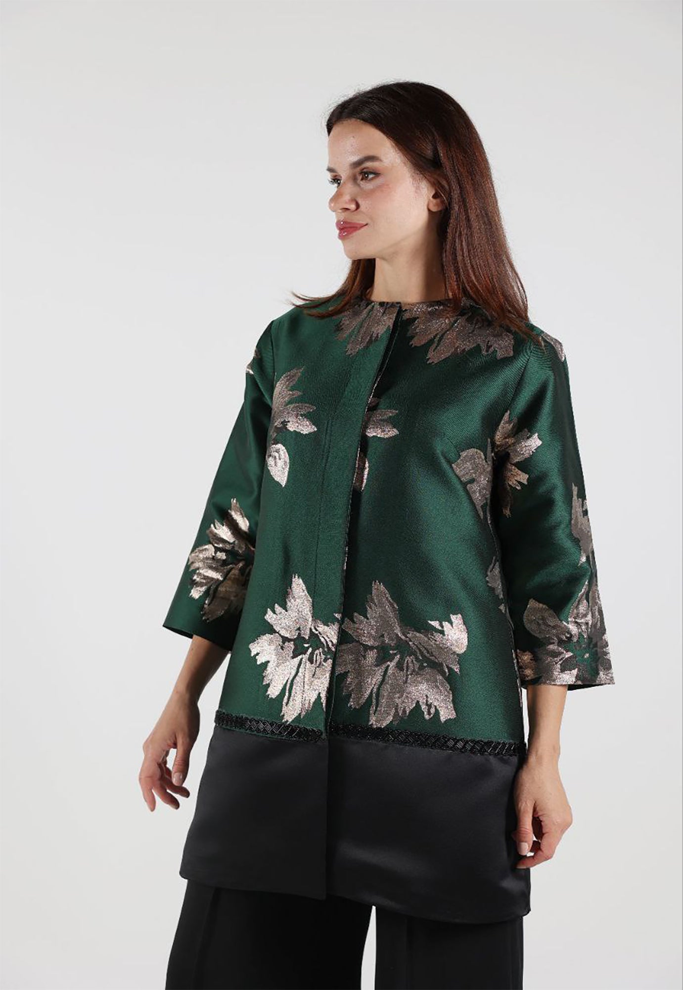 Green Formal Evening Jacquard Jacket