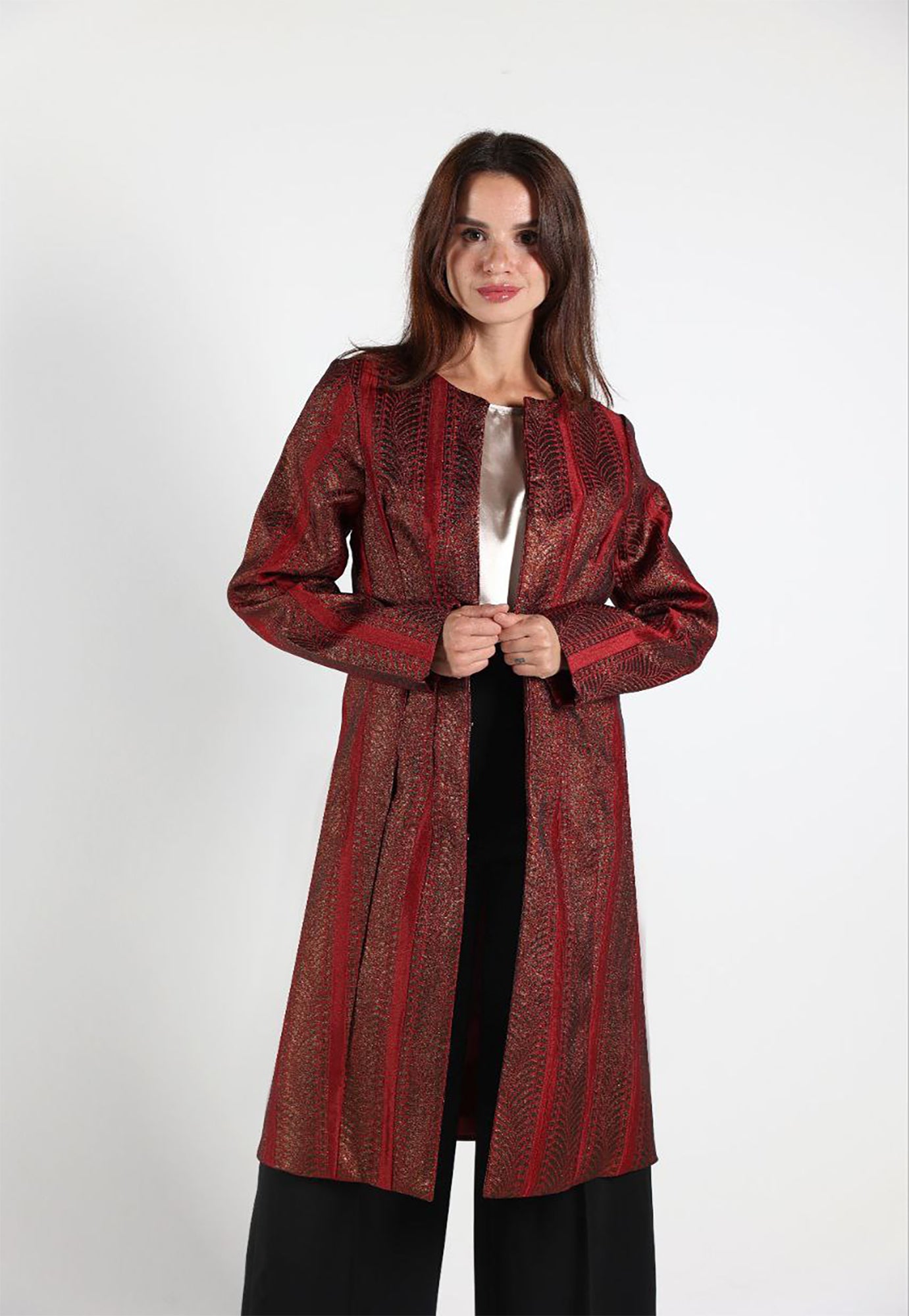 Burgundy Jacquard Long Sleeve jacket