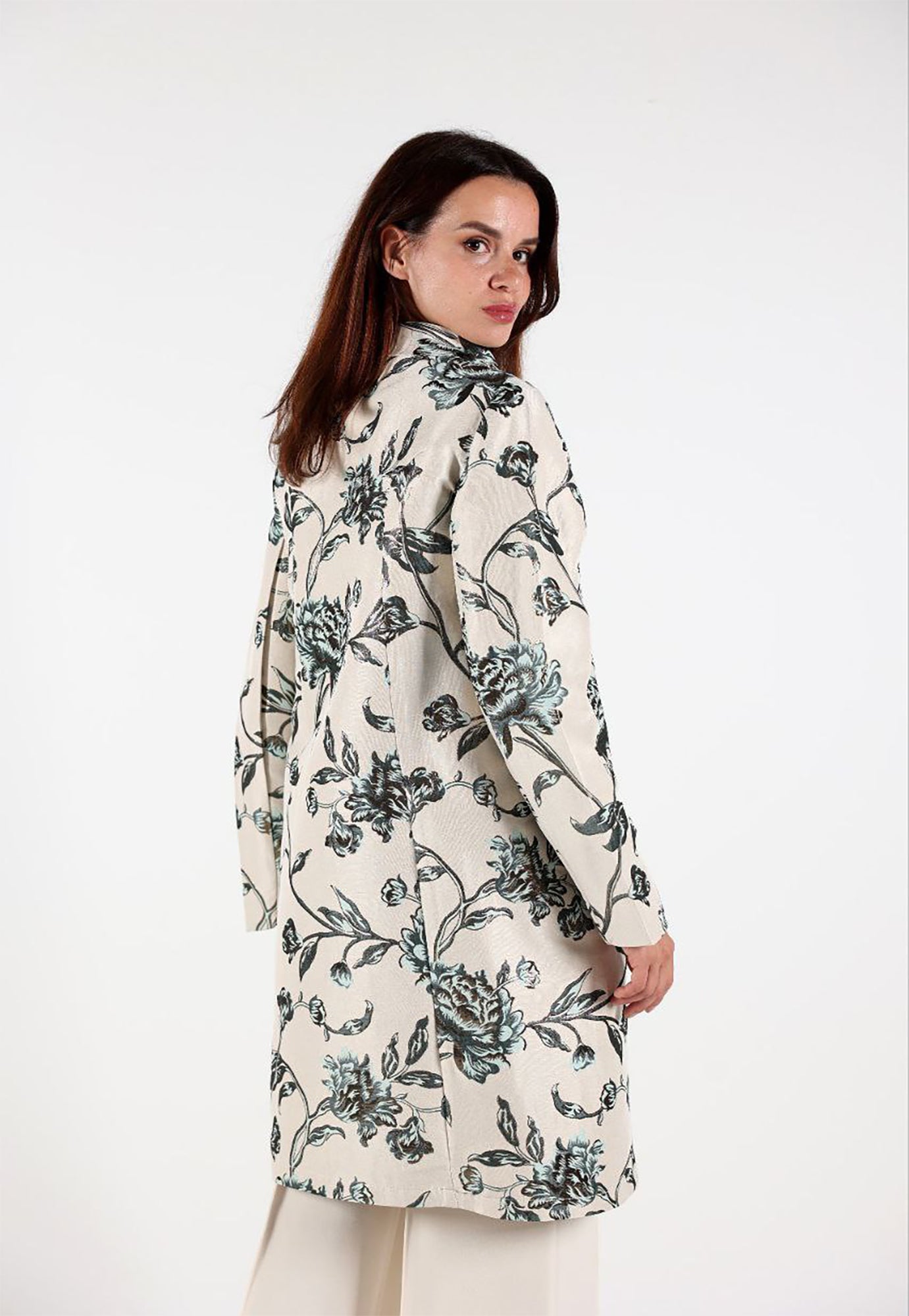 Long Sleeve Floral Long Jacket