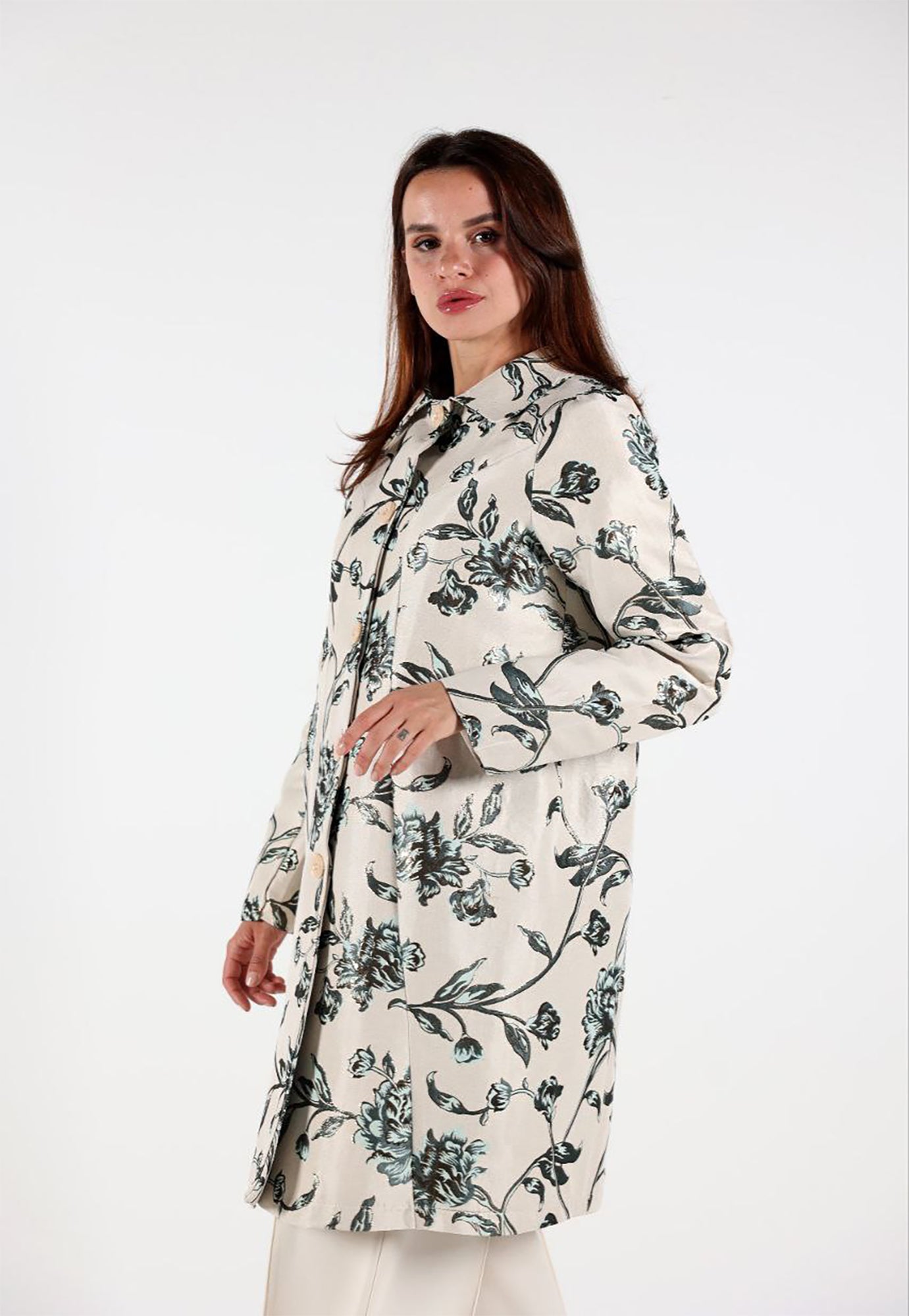 Long Sleeve Floral Long Jacket