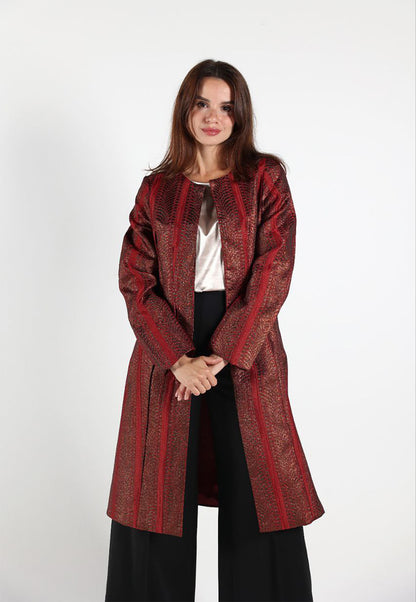 Burgundy Jacquard Long Sleeve jacket