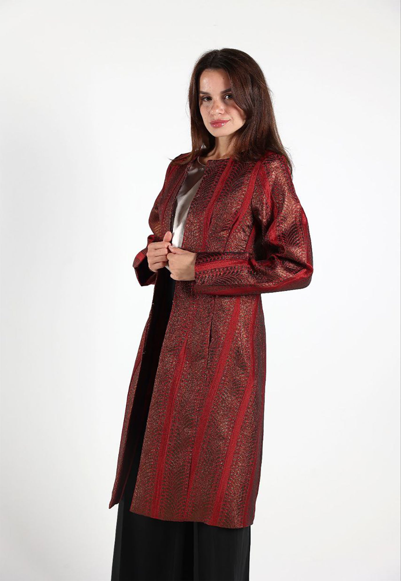 Burgundy Jacquard Long Sleeve jacket